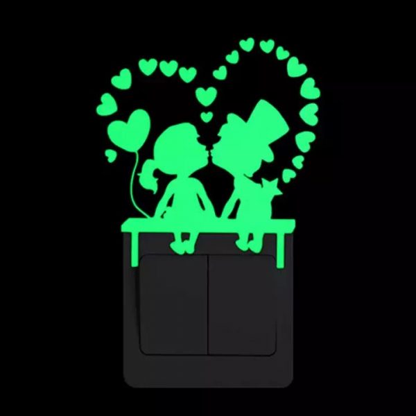 Sticker fosforescent Pupaciosii, pentru intrerupator sau priza, 10x10cm, culoare verde