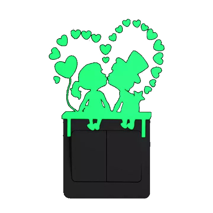 Sticker fosforescent Pupaciosii, pentru intrerupator sau priza, 10x10cm, culoare verde - imagine 3