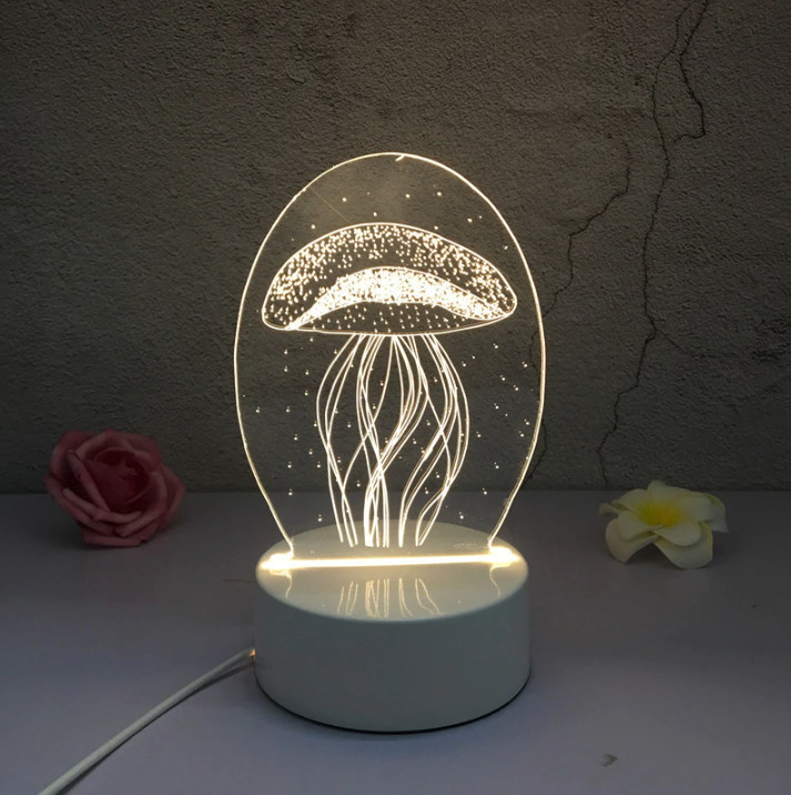 Lampa De Veghe 3D LED model Meduza, din acril, cu alimentare USB - imagine 3