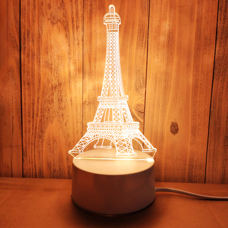 Lampa De Veghe 3D LED model Eiffel Tower, din acril, cu alimentare USB - imagine 3