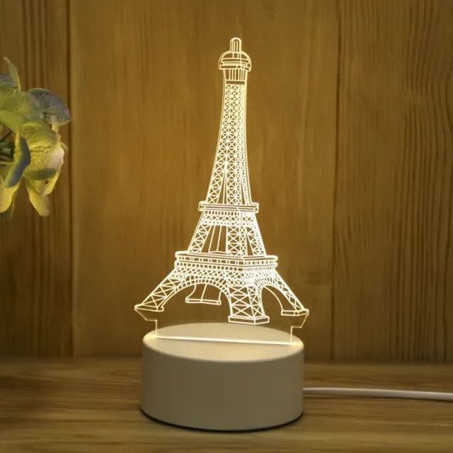 Lampa De Veghe 3D LED model Eiffel Tower, din acril, cu alimentare USB - imagine 5