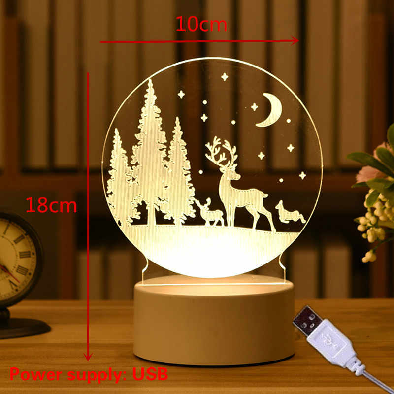 Lampa De Veghe 3D LED model Cerb, din acril, cu alimentare USB - imagine 5