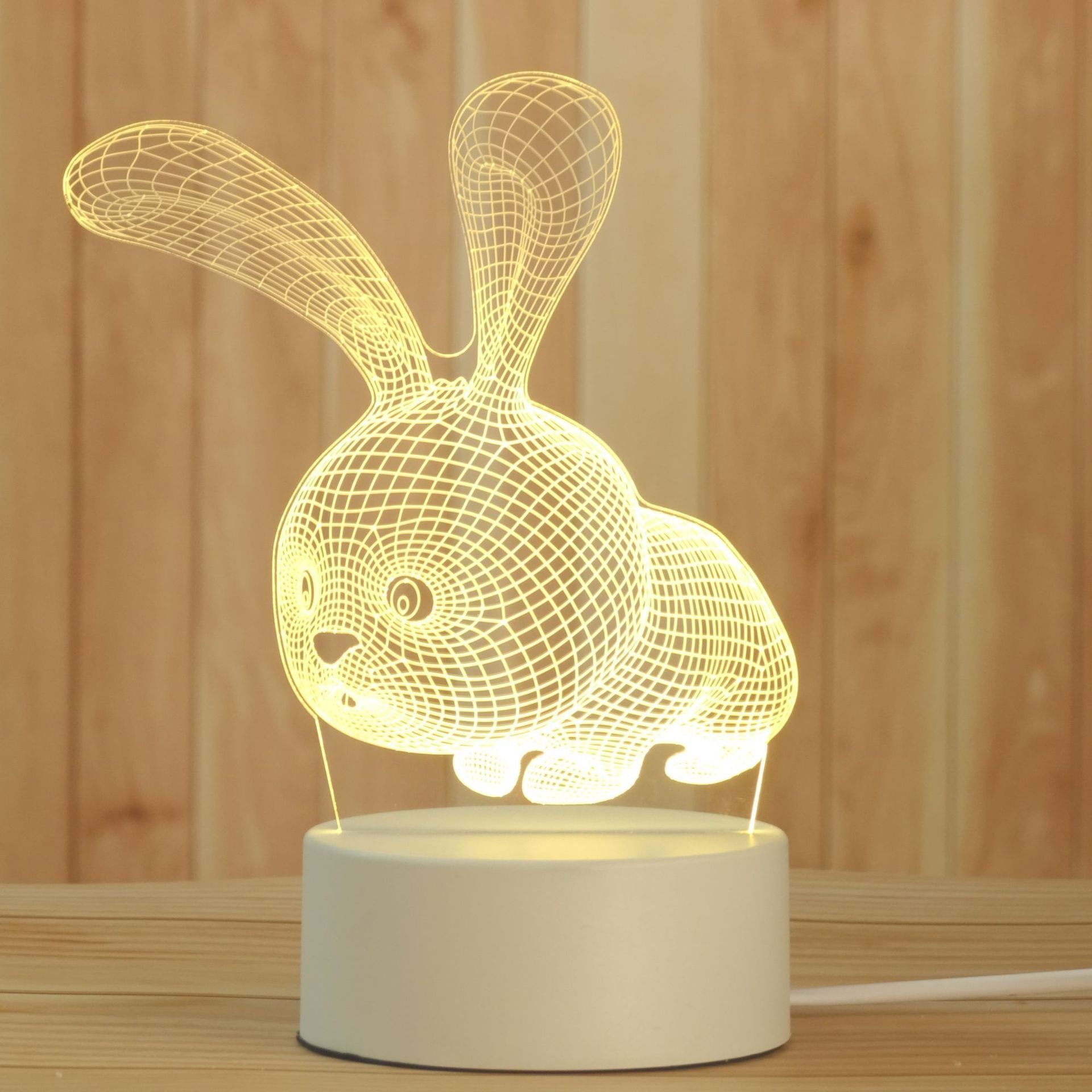 Lampa De Veghe 3D LED model Iepuras, din acril, cu alimentare USB - imagine 3