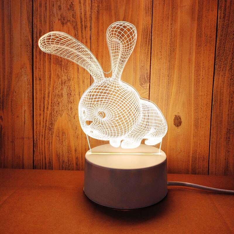 Lampa De Veghe 3D LED model Iepuras, din acril, cu alimentare USB - imagine 5