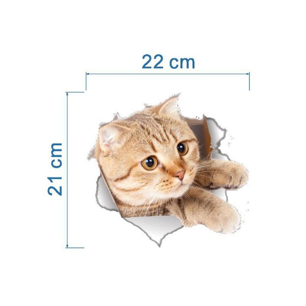 Sticker autocolant Pisica 3D, pentru perete sau alte suprafete, 21x22 cm - imagine 2