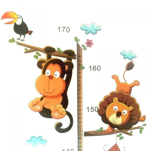 Sticker metru autoadeziv cu animalute, dimensiune 57×108 cm, multicolor