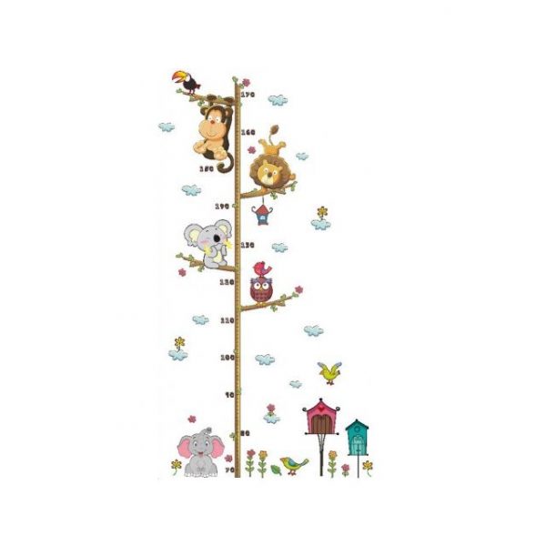 Sticker metru autoadeziv cu animalute, dimensiune 57×108 cm, multicolor