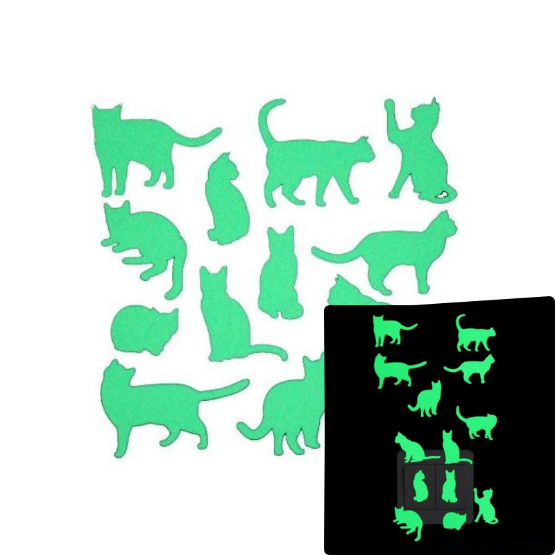 Sticker fosforescent cu pisici, pentru priza/intrerupator, culoare verde - imagine 4