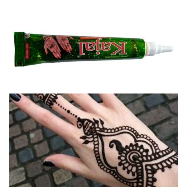 Tatuaj temporar Henna Kajal instant, Tub Culoare Maro, 25g, 1 buc