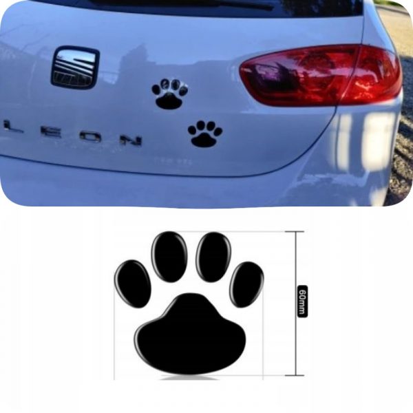 Set 2 Stickere Labute catel 3D, pentru perete sau auto, 6×6 cm, culoare negru