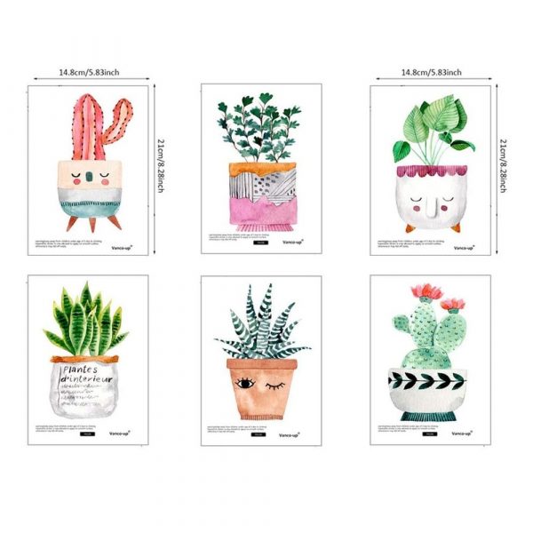 Set 6 Stickere decorative model Ghivece cu flori, 21×14.8 cm, multicolor