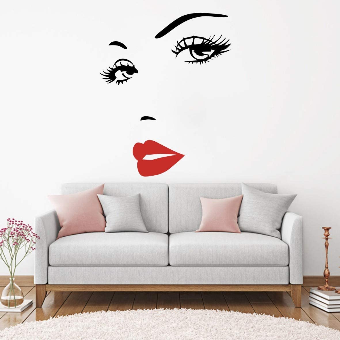Sticker decorativ, model ochi si buze femeie, 57x70 cm, negru/rosu - imagine 6