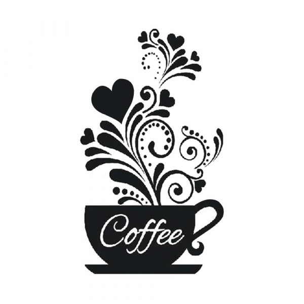 Sticker decorativ, model Ceasca cu cafea, 26.5 x 42 cm, culoare negru