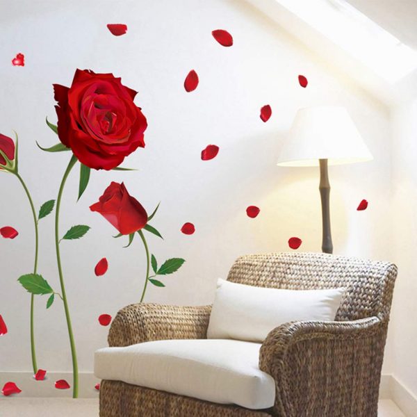 Sticker perete Red Roses, 60×90 cm, culoare rosu