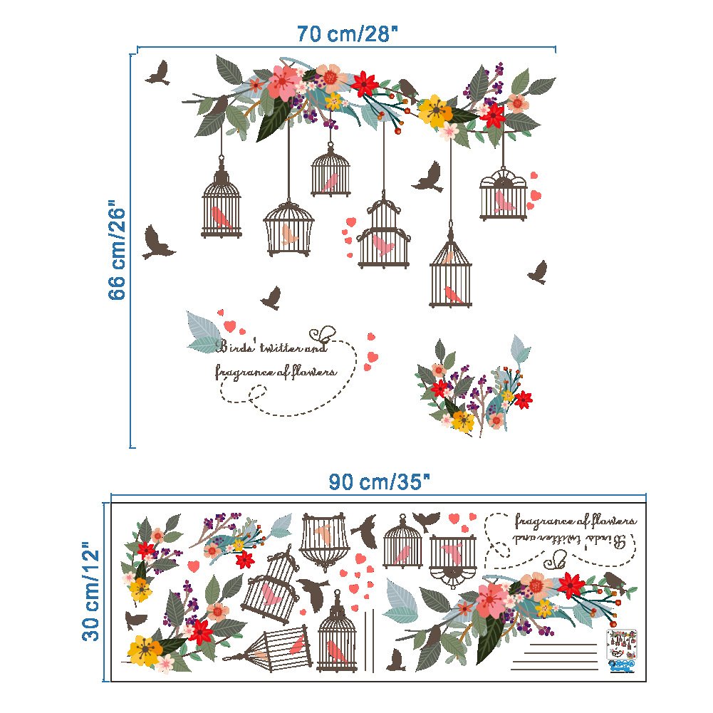 Sticker decorativ Colivii si pasari zburatoare, 30x90 cm, multicolor - imagine 6