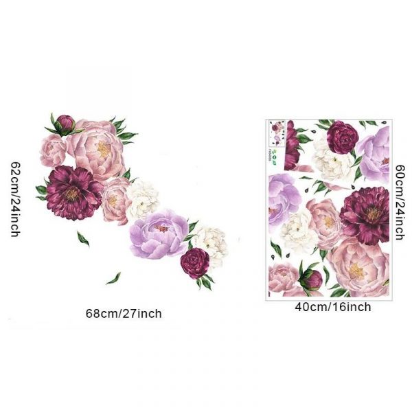 Sticker decorativ Bujori 3D, 40×60 cm, multicolor