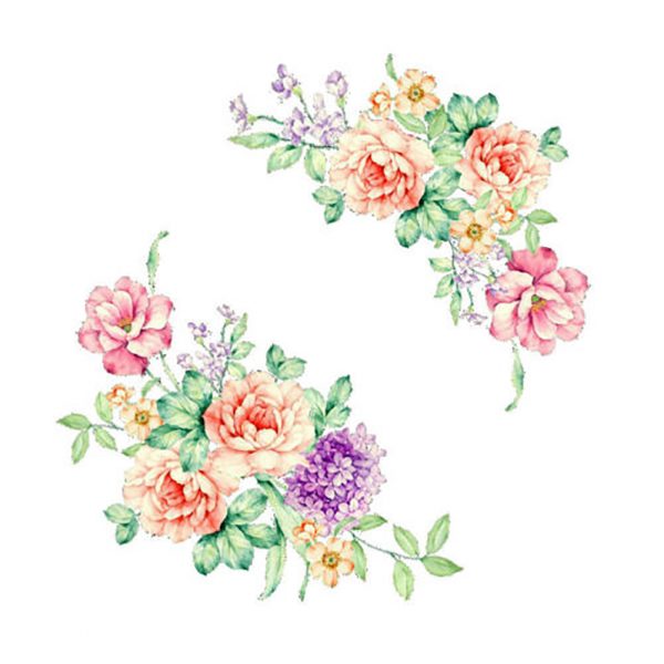Set 2 stickere decorative Bujori si liliac, 25×30 cm, multicolor