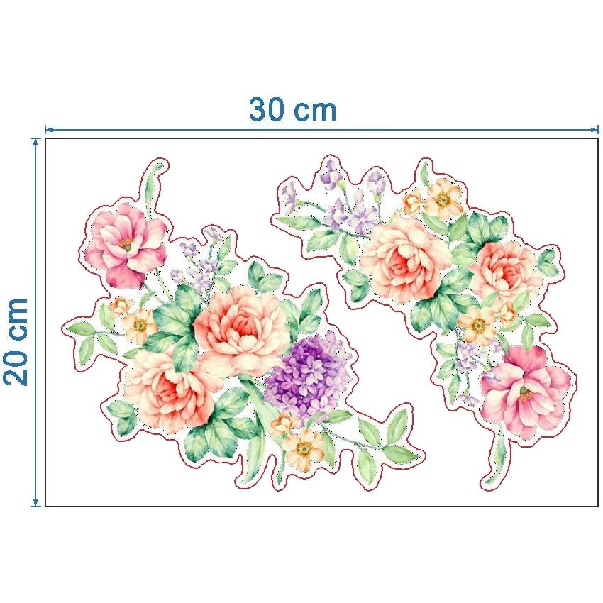 Set 2 stickere decorative Bujori si liliac, 25x30 cm, multicolor - imagine 4