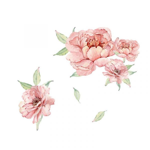 Sticker decorativ Bujori 3D, 40×60 cm, culoare roz