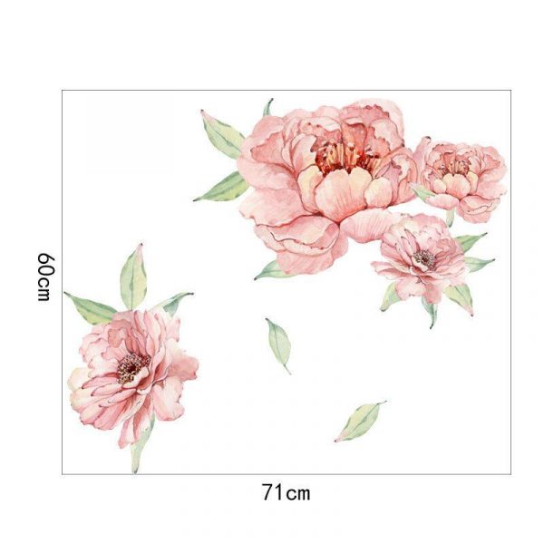 Sticker decorativ Bujori 3D, 40×60 cm, culoare roz