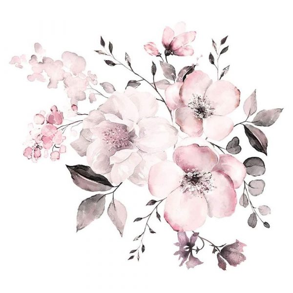 Sticker decorativ 3D Flori de cires, 52×58 cm, multicolor