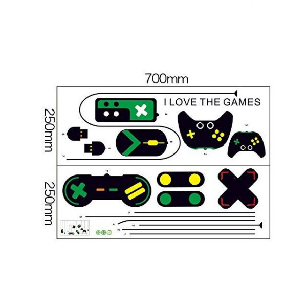 Autocolant decorativ de perete -I Love Games- 80×140 cm, multicolor