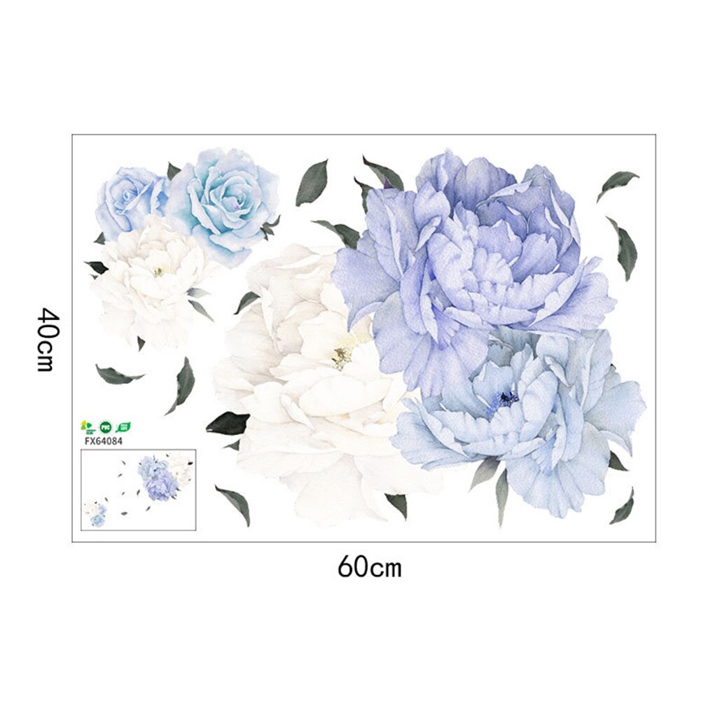 Sticker decorativ Bujori 3D, 40x60 cm, culoare albastru/alb - imagine 5