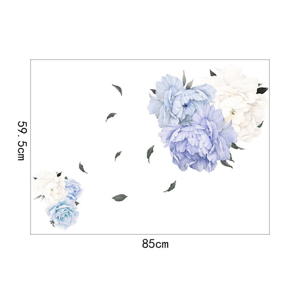 Sticker decorativ Bujori 3D, 40x60 cm, culoare albastru/alb - imagine 6