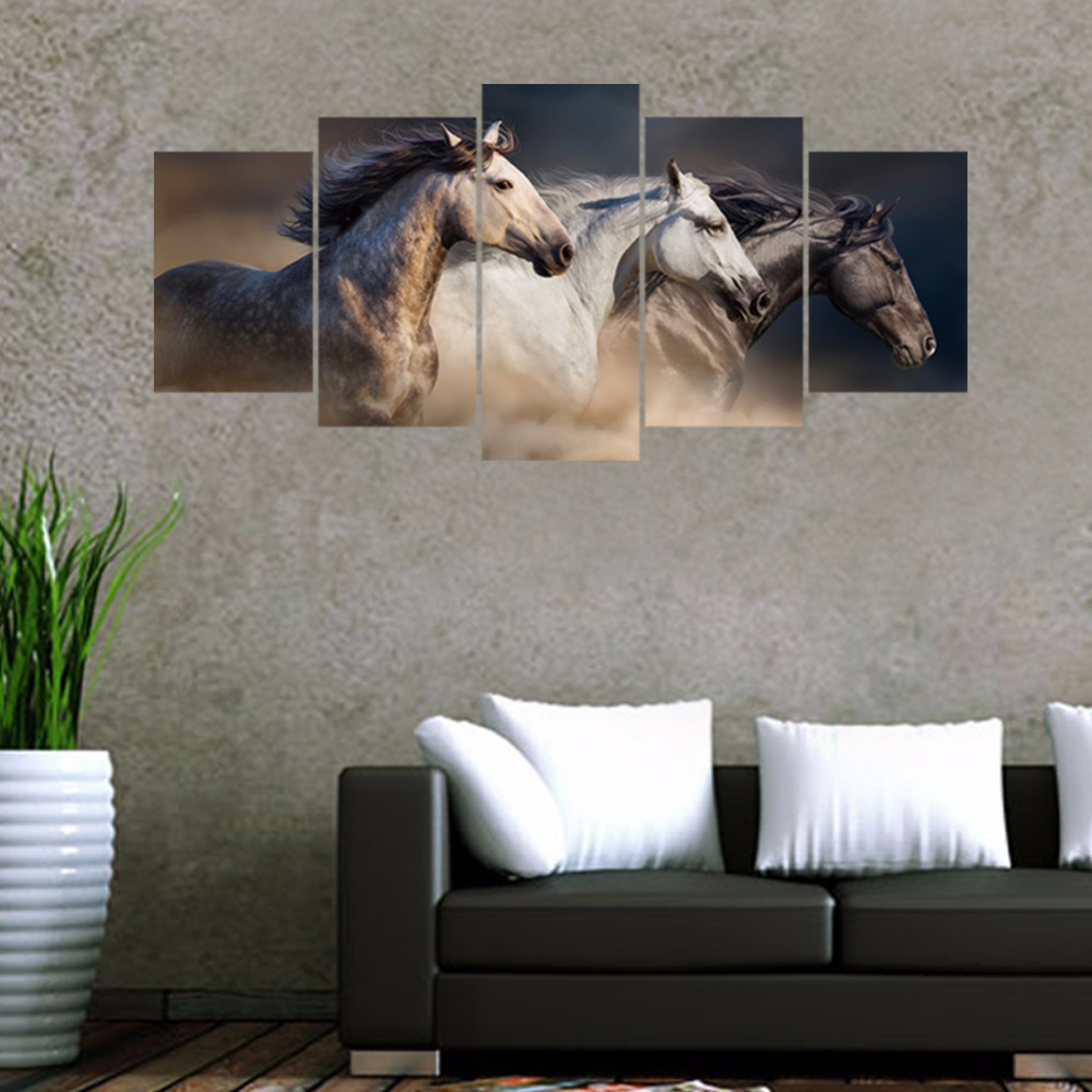 Autocolant 3D de perete Horses, 115x35 cm, multicolor - imagine 2