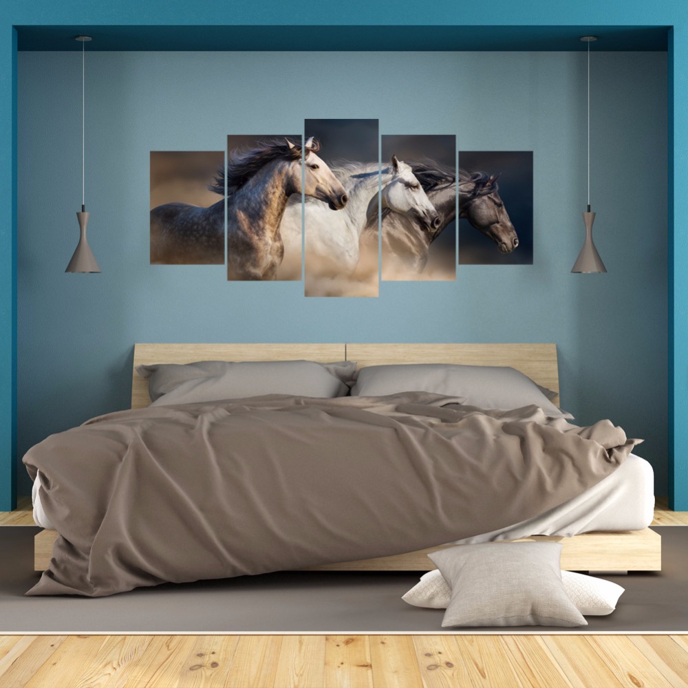 Autocolant 3D de perete Horses, 115x35 cm, multicolor - imagine 3
