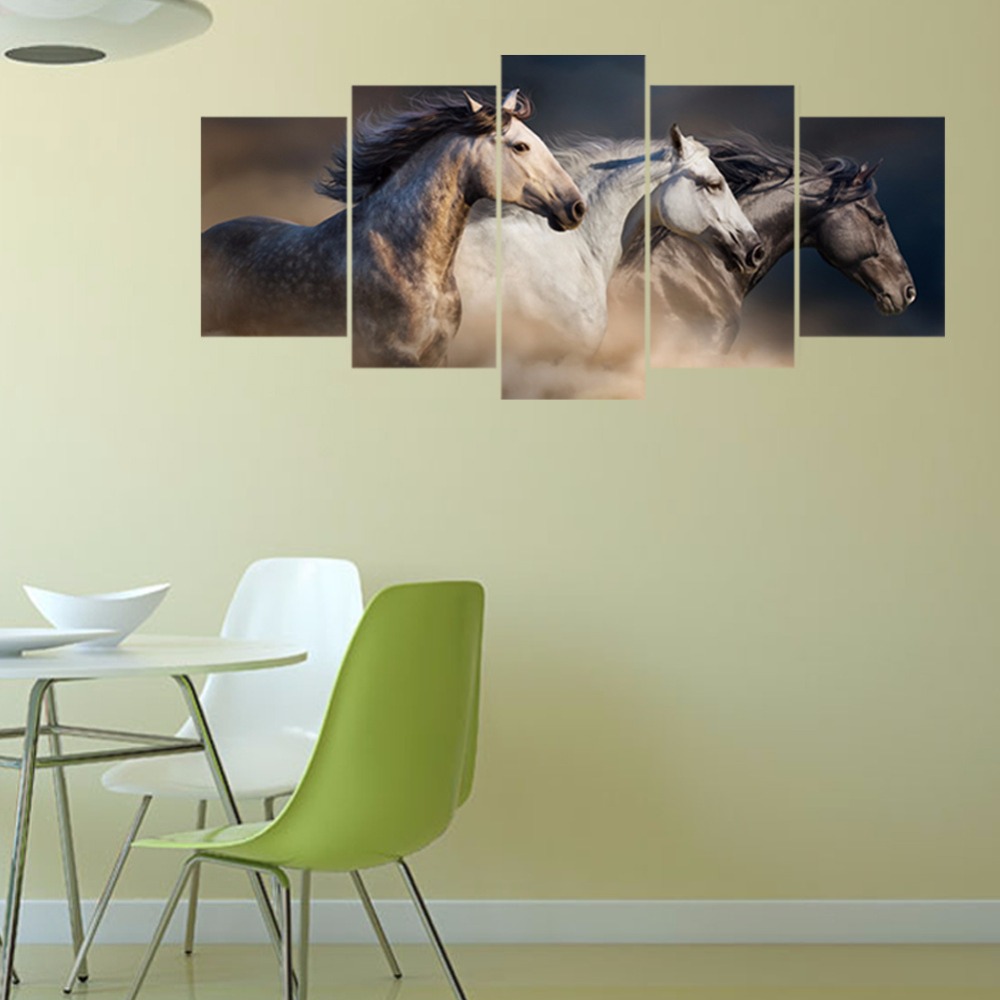 Autocolant 3D de perete Horses, 115x35 cm, multicolor - imagine 4