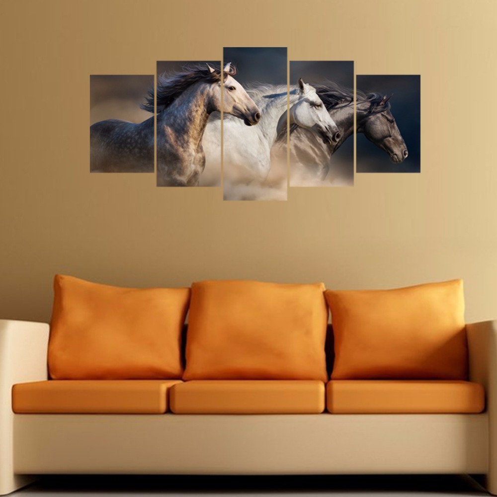 Autocolant 3D de perete Horses, 115x35 cm, multicolor - imagine 5
