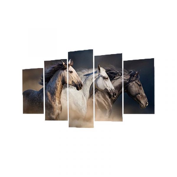 Autocolant 3D de perete Horses, 115×35 cm, multicolor