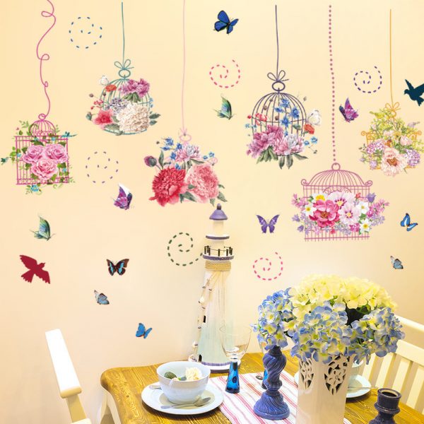 Sticker decorativ 3D Colivii, 60x90cm, multicolor
