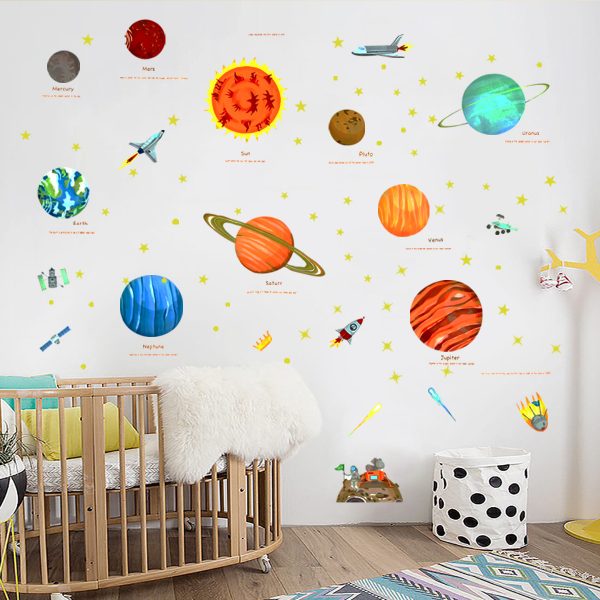 Sticker decorativ pentru camera copiilor cu Planete, 30x38cm, multicolor