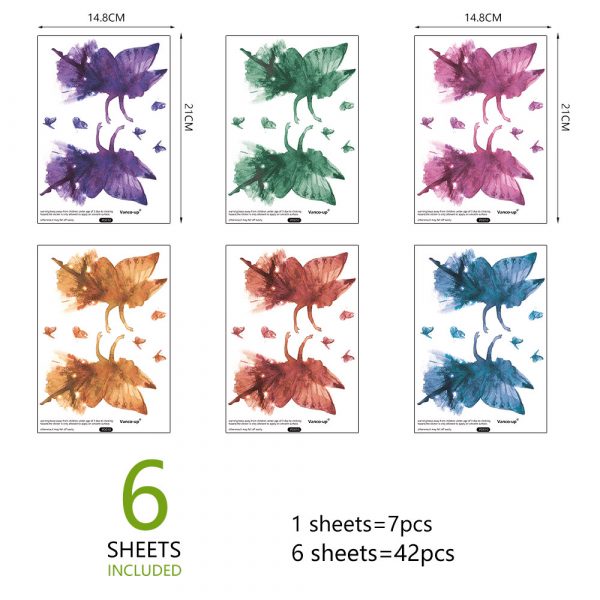 Sticker decorativ cu Zane si fluturasi, 6 coli autocolante, 14.8×21 cm, multicolor