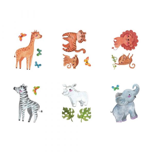 Sticker decorativ cu 8 Animalute, 6 coli autocolante, 14.8×21 cm, multicolor