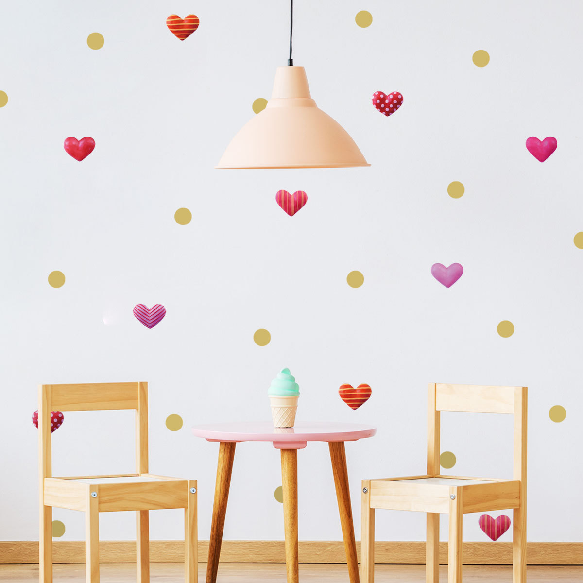 Sticker decorativ cu Inimioare si buline, 6 coli autocolante, 14.8x21 cm, multicolor - imagine 3