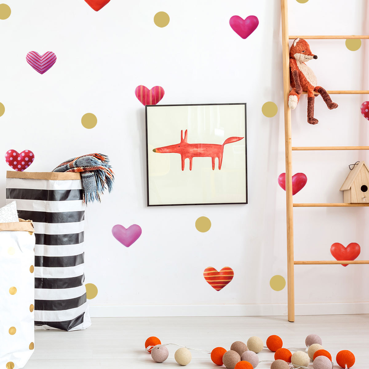 Sticker decorativ cu Inimioare si buline, 6 coli autocolante, 14.8x21 cm, multicolor - imagine 4