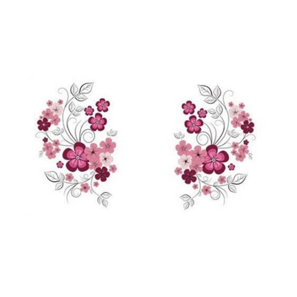 Sticker decorativ Frunze si Flori, 60×90 cm, visiniu/mov