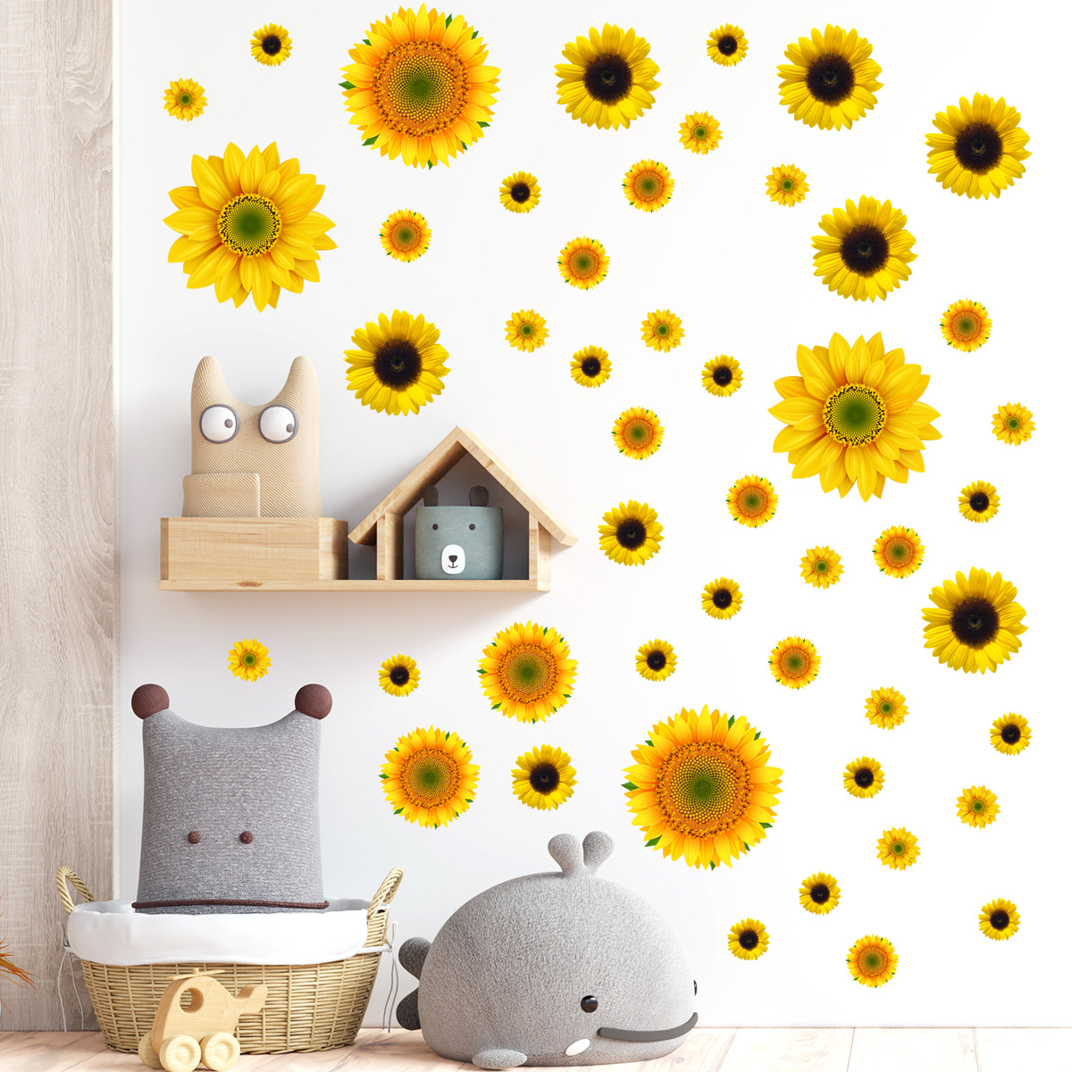 Stickere decorative cu Floarea soarelui si 6 fluturasi, 4 coli cu dimensiune 30x45 cm, galben/albastru - imagine 5