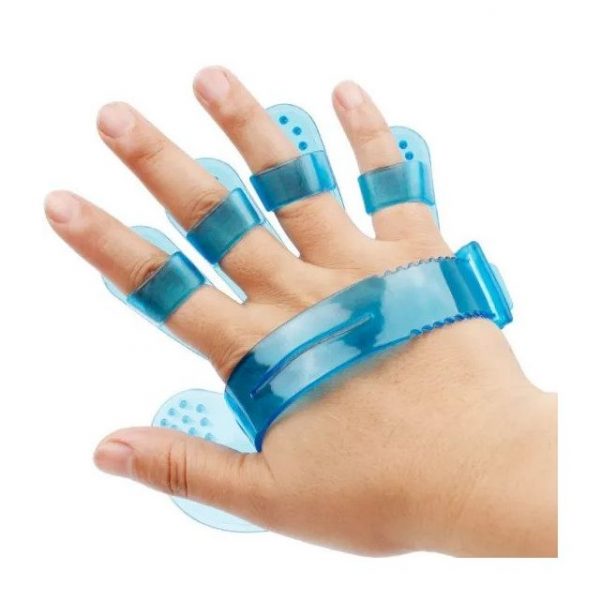 Manusa pentru spalat si masat animale de companie, 11×11.5 cm, culoare albastru