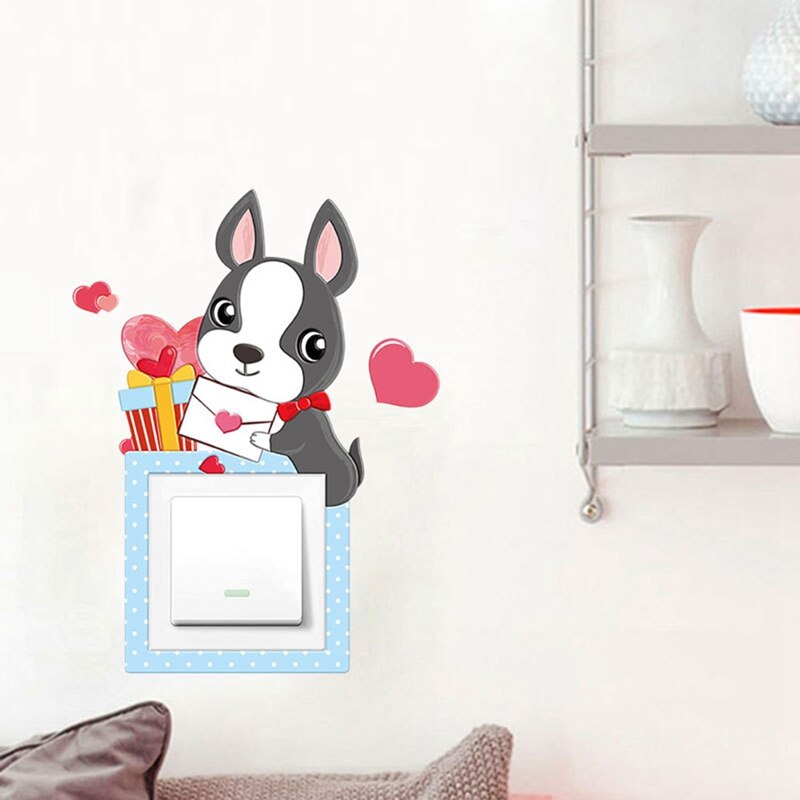 Sticker decorativ 3D pentru priza sau intrerupator, model Catel, 8.6x8.6 cm, multicolor - imagine 2