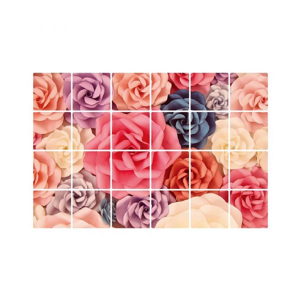 Sticker protectie antistropire, model Trandafiri multicolori, 60×90 cm