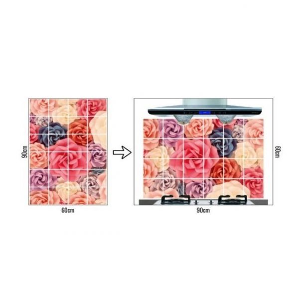 Sticker protectie antistropire, model Trandafiri multicolori, 60×90 cm