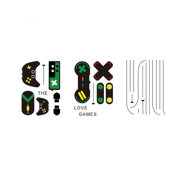 Autocolant decorativ de perete -I Love the Games- 48x70cm, multicolor
