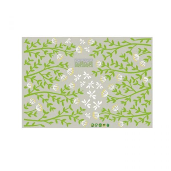 Sticker geam, tip bordura decorativa florala, 50×70 cm, verde/alb