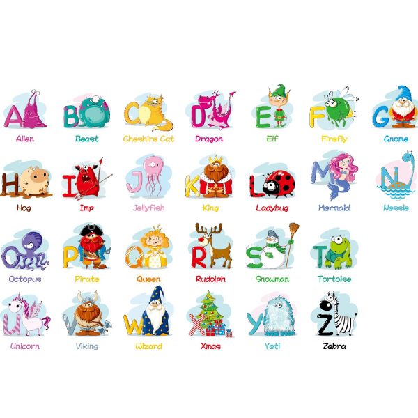 Sticker decorativ cu literele alfabetului si animalute, dimensiune 45×70 cm, multicolor