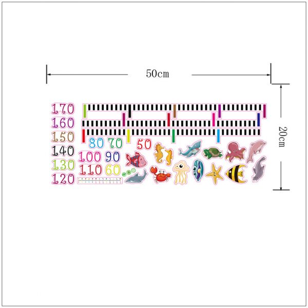 Metru autocolant cu animalute, dimensiune 20×50 cm, multicolor