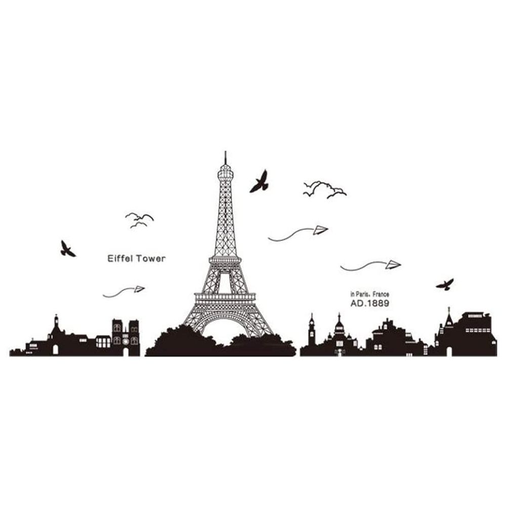 Sticker decorativ Turnul Eiffel, dimensiune 70x185 cm, culoare negru